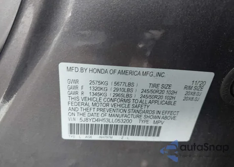 2020 Acura Mdx Technology Package z USA, uszkodzony, nr VIN 5J8YD4H53LL053200